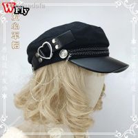 ❇﹉ Gothic Beret Cap women Punk Hip hop heart chain Hat decorate