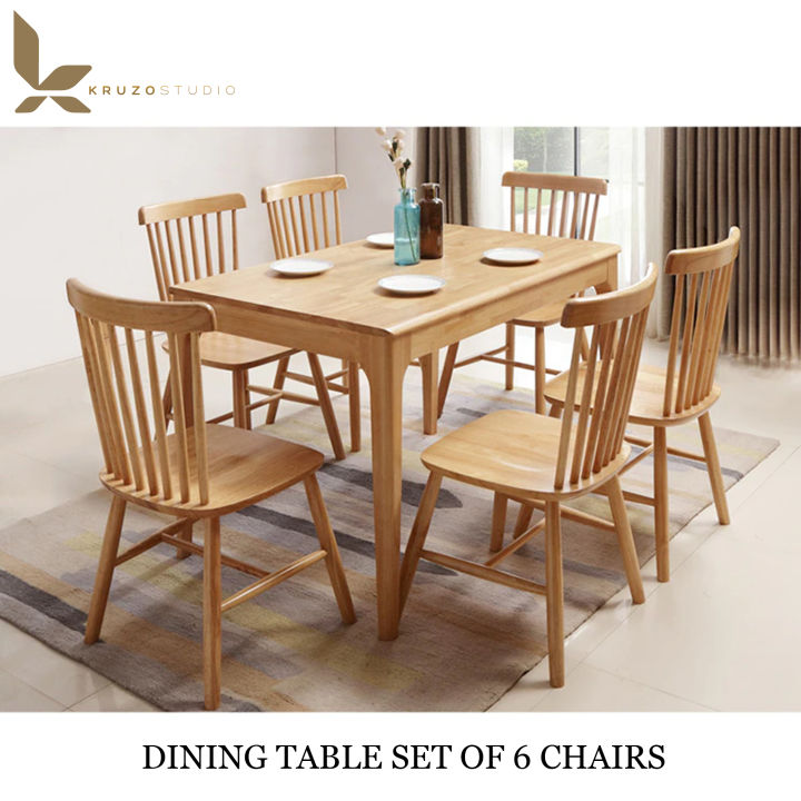 Kruzo Shaker Series Natural Oak Wood Finish Dining Table Chairs or Sets ...