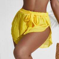 Solid Color Beach Trunks Thin Breathable Shorts Summer Bow Tie Lace Up Shorts For Women Beachwear Vacation Pantalones Cortos