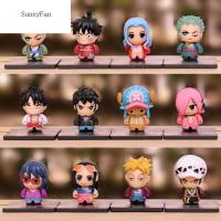 Sunnefan Nami Kawaii 12ชิ้น/เซ็ตรุ่น Q ของตกแต่งของขวัญสำหรับเด็กของตกแต่งตั้งโต๊ะของตกแต่งรูปปั้นของเล่นของเล่นฆาสเวลาคลายเครียดตุ๊กตาขยับแขนขาได้ลูฟี่ตุ๊กตาการ์ตูนของเล่น