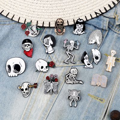 hot【DT】 Enamel Pins Movie Role Face Brooches Punk Dark Gothic Collection Badge Gifts Men