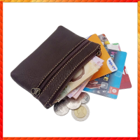 Cod leather bag wallet กระเป๋า กระเป๋าหนัง กระเป๋าใส่เหรียญหนังแท้  รุ่น Purin สีน้ำตาลเข้ม หนังวัว นุ่ม ไม่ลอก มี 3 ช่อง ใส่แบงค์ ใส่บัตรได้ มีกล่องสวย