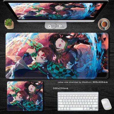 แผ่นรองโต๊ะอะนิเมะ XXL Demon Killer พรมขนาดใหญ่ Desktop Laptop Table Mat 90x40 80X30 แผ่นรองโต๊ะของ บริษัท ยางพีซีเกมมิ่งเมาส์