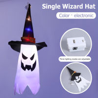 Potable Hanging Ghost Led Lights Ip44 Waterproof Horror Glow Wizard Hat Lamp Glowing Horror Props Festival Dress Up Happy Halloween Party Home Decor