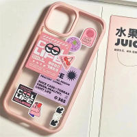 เคสโทรศัพท์เชอร์รี่ฉลากสีชมพู Ins ใช้ได้กับ IPhone14 13 12 11 Pro Max X XS ฝาหลัง TPU นุ่มกันกระแทกเรียบ