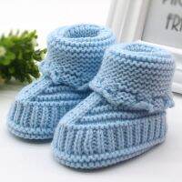 【CW】❆  2023 Baby Infant Crochet Knit Fleece Toddler Boy Wool Crib Shoes Warm Booties 0-6M