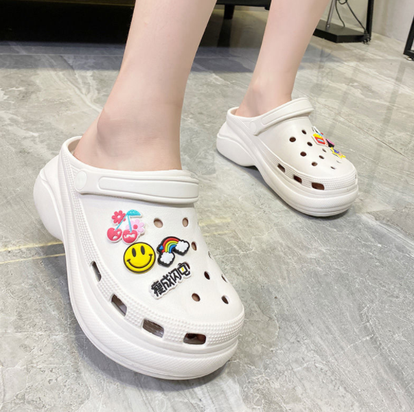 JEIKY. Ladies 5CM Crocss Casual Slides Free 8pcs Jibbitz (Standard) # ...