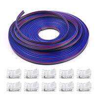 1Set 16.4Ft RGB LED Wire 4Pin RGB Wire with LED Strip Connector 22 Gauge 4 Colors RGB 22 AWG for RGB LED Strips 3528 5050