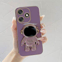 Hpcase สำหรับ Tecno Spark 10ประกาย10C การ์ตูนนักบินอวกาศพับเป็นขาตั้งนุ่มรูปแบบขอบสี่เหลี่ยมดั้งเดิมปลอกชุบเคสโทรศัพท์เคสโทรศัพท์นิ่ม