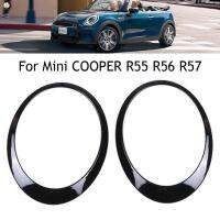 Timekey แหวนไฟหน้ารถ2ชิ้นอุปกรณ์ตกแต่งฝาครอบเซอร์ราวด์วงกลมสีดำสำหรับ Mini Cooper R55 R56 R57 R58 2007-2015