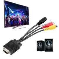 Jual Obral! VGA SVGA To S-VIDEO 3 RCA Female Converter Cable VGA To Video Adapter! Bundel 1 Polybag ONLENYTV Out S-video AV