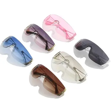 Y2k Rimless Sunglasses For Women Men Gradient Lens Glasses