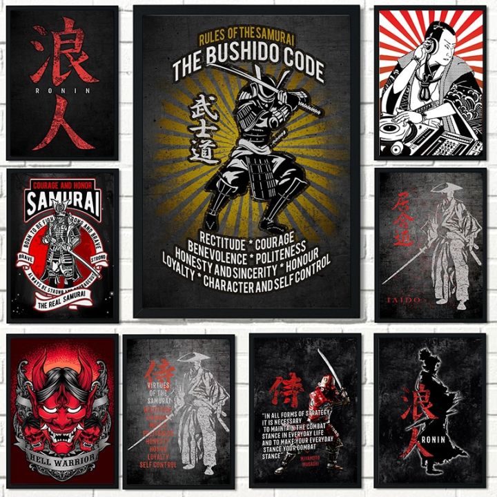 ญี่ปุ่น-samurai-warrior-ภาพวาดพิมพ์บนผ้าใบภาพศิลปะ-ninja-wall-art-โปสเตอร์สำหรับ-home-room-decor-cuadros-new