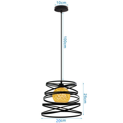 Modern Pendant Lights Industrial Vintage Ribbon Spiral Swirl Pendant Light Shade Metal Wire Cage Loft Style Pendant Lamp Fixture