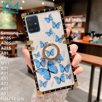 YIMia เคสโทรศัพท์แฟชั่นใหม่สำหรับ Samsung Galaxy A10S A20S A21S A11 M11 A21 A31 A51 A71 A91เคสโทรศัพท์กันกระแทกทรงสี่เหลี่ยมหรูหราฝามีที่ถือวงแหวนโทรศัพท์กันกระแทก