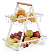 ✧ Ready Stock ^ Folded double portable iron basket kitchen storage basket storage rack storage rack fruit basket