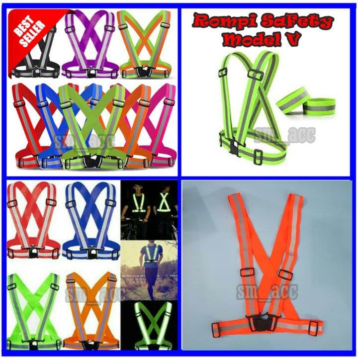 Rompi Safety Bahan Karet Elastis MODEL V Bisa Pantul Cahaya - Rompi