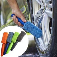 {7ho car tools} ล้างรถใหม่แปรงทำความสะอาดขอบล้อไมโครไฟเบอร์สำหรับอุปกรณ์ตกแต่งรถยนต์ท้ายรถมอเตอร์ไซค์