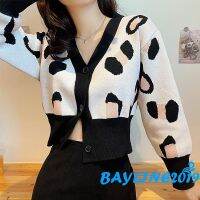 ✳ BAY-Women Knitting Coat Leopard Long Sleeve V Neck Buttons Cardigan Casual Party Club Sweater