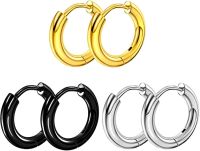 1 Pair Stainless Steel Woman Round Hoop Earring 2.5 x 25 mm จิวต่างหูสแตนเลสแบบคลิ้กคู่ละ