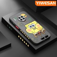 YIWESAN เคสสำหรับ Huawei Mate 30 Pro Mate 30 Lite เคสการ์ตูน SpongeBob มีน้ำค้างแข็งโปร่งใสแข็งขอบสี่เหลี่ยมรูปแบบกล้องปลอกซิลิโคนกันกระแทกเคสนิ่ม