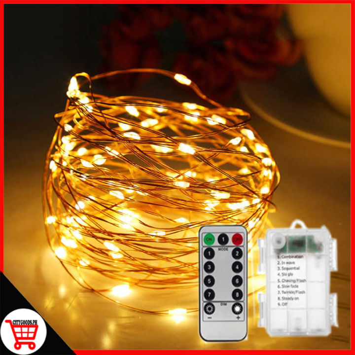 City Goods 10m LEDs Battery Operated Mini LED Copper Wire String Fairy ...