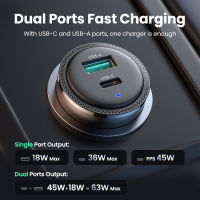 【ใหม่-นิ้ว】 Ugreen 63วัตต์ชาร์จไฟในรถ USB Type C PD QC 3.0 PPS 45วัตต์ชาร์จอย่างรวดเร็วสำหรับ 14 13ซัมซุง Xiaomi ชาร์จศัพท์มือถือ