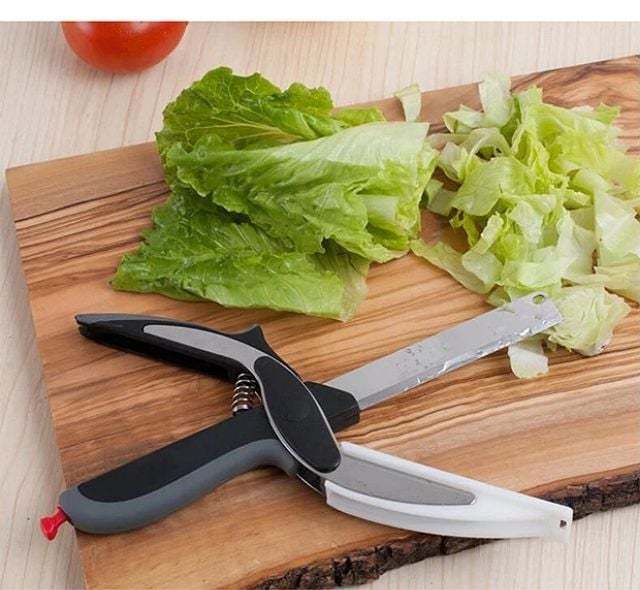 Stainless Steel Kitchen Scissors 2 In 1 Cutting Board Chopper Fruit  Vegetable Multifunctional