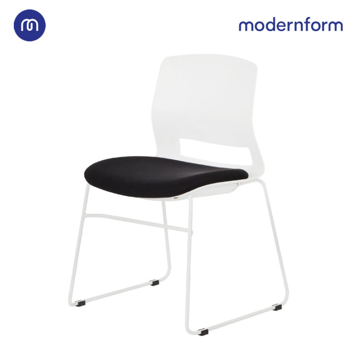 modernform-เก้าอี้สัมมนา-เก้าอี้อเนกประสงค์-รุ่น-esn-ขาu-สีขาว-เฟรมพลาสติกสีขาว-เบาะหุ้มผ้าสีดำ