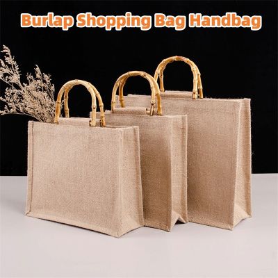 Beach Bags Big Retro DIY For Size Girls Handbag Tote Loop Shopping Jute Burlap