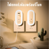 Y86 ไฟติดห้องนอนพร้อมรีโมท หรี่แสงได้ โคมไฟ LED โคมไฟหัวนอน (แบบไม่มีช่องเสียบสายUSB)