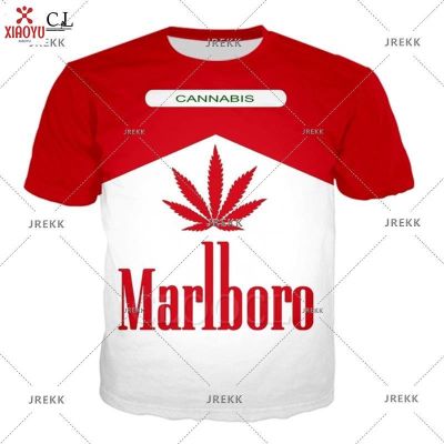 Red Weed Leaves 3D Print Men Women Casual Short Sleeve T-Shirts