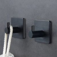 Bathroom Kitchen Hardware Aluminum Black Robe Hook Wall Towel Hook Coat Rack Self Adhesive Rustproof Hanging Hanger