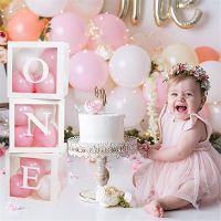 Baby 1st Birthday Decorations First Birthday Balloon Boxes with ONE Letter for baby shower Boy Girl 1 Year Old Birthday Backdrop