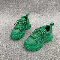 Summer new fluorescent green jelly color mesh breathable Korean casual platform sports shoes tide