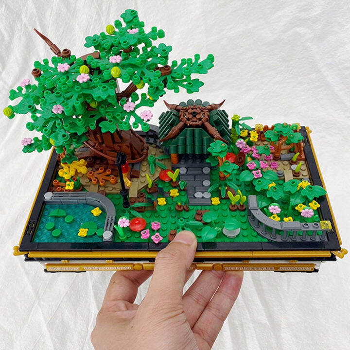 เหล่านี้00903-eternal-plant-locust-tree-pavilion-river-grass-garden-bonsai-pot-mini-blocks-อิฐของเล่นสำหรับเด็กไม่มีกล่อง