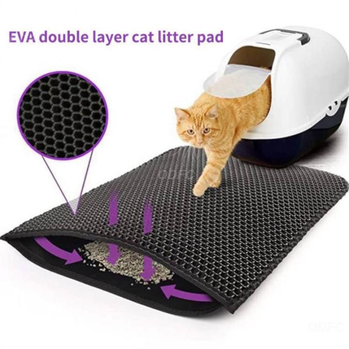 แมวครอกเสื่อสัตว์เลี้ยงแมวแมวครอกดักสำหรับแมวบ้านอุปกรณ์ทำความสะอาดแมวอุปกรณ์ครอกเสื่อห้องน้ำสองชั้น