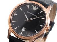 นาฬิกาข้อมือผู้ชาย ARMANI Black Dial Black Leather Men Watch AR2444