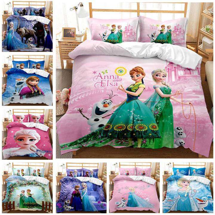 Frozen Quilt Bedsheet Set Elsa Princess Single Size Duvet Quilt Cover Bedroom Comfortable