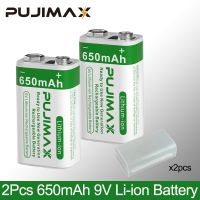 PUJIMAX New 9V Square Battery 650mAh Rechargeable Lithium Battery Mercury Free Cadmium Free For Smoke Detector Microphone Household Security Systems