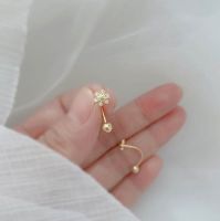 littlegirl gifts- Six Petal  flower screw  earrings จิวต่างหูตัวยูรูปกลีบดอกไม้