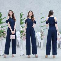 Maya-fashion เสื้อผ้าแฟชั่น Jumpsuit สีกรม พร้อมส่ง