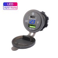 USB Charger PD Quick Charge 3.0 Chargers Socket Adapter With LED Voltmeter Waterproof Dustproof Cover For 12/24V Car Motorcycle