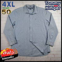 Tommy Hilfiger®แท้ อก 50 ไซส์ 4XL เสื้อเชิ้ตผู้ชาย ทอมมี่ ฮิลฟิกเกอร์ สีกรม เสื้อแขนยาว เสื้อใส่เที่ยวใส่ทำงานสวยๆ