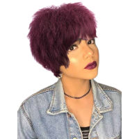 99J Red Light Yaki Straight Pixie Cut Wig Short Kinky Straight Human Hair Wigs With Bangs Wigs For Women Curly Human Hair Wig