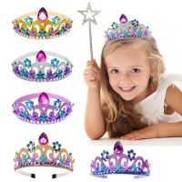 1pcs Mermaid Headband Rhinestone Crown Shoulder Strap Princess Birthday Party Hairbands Children Festive Head Hoop Accessories