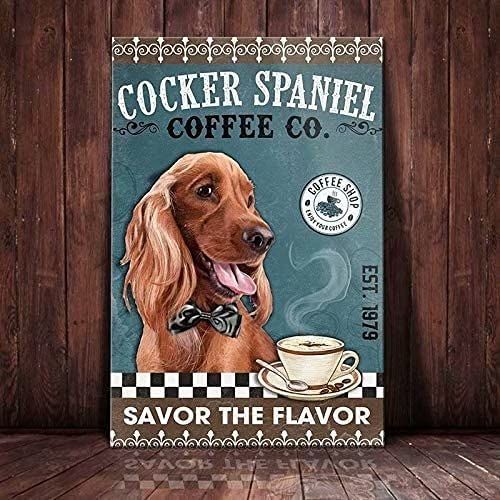 cocker-spaniel-coffee-co-ลิ้มรสรสชาติโลหะป้ายดีบุกสุนัขเครื่องตกแต่งฝาผนังบ้านไร่แบบชนบทการตกแต่งบ้านอุปกรณ์ห้องน้ำ
