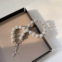 HotUnique Design Titanium Steel Luminous Pearl สร้อยคอสะท้อนแสง Cross Beaded Simple Clavicle Chain ผู้หญิงเครื่องประดับ Gift