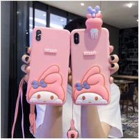 ☞ เคสโทรศัพท์มือถือแบบนิ่ม ลายเมโลดี้ 3D พร้อมสายคล้อง สําหรับ iPhone 13 14 12 11 Pro X XS Max XR 6 6S 7 8 Plus 5 5S SE