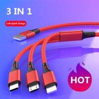 2.4A ไนลอน3 IN 1,สาย USB ชาร์จเร็วสำหรับ Huawei สำหรับ iPhone 13 12 11 Pro 3in1 2in1 8 Pin ไมโคร USB Type C สายสำหรับซัมซุง